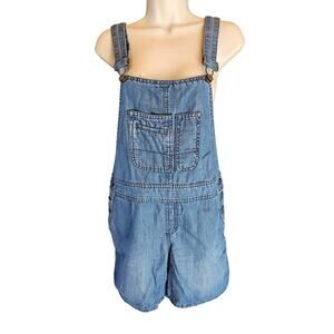 Anthropologie dungarees shortalls overalls linen blend EUC 90s casual size 26